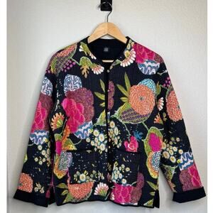 ITF Floral‎ Cotton Quilted Reversable Lightweight Jacket Size L/XL